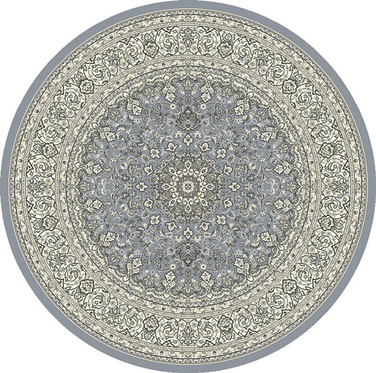 Dynamic Rugs Ancient Garden 57119 Steel Blue Cream Traditional Machine-Made Rug