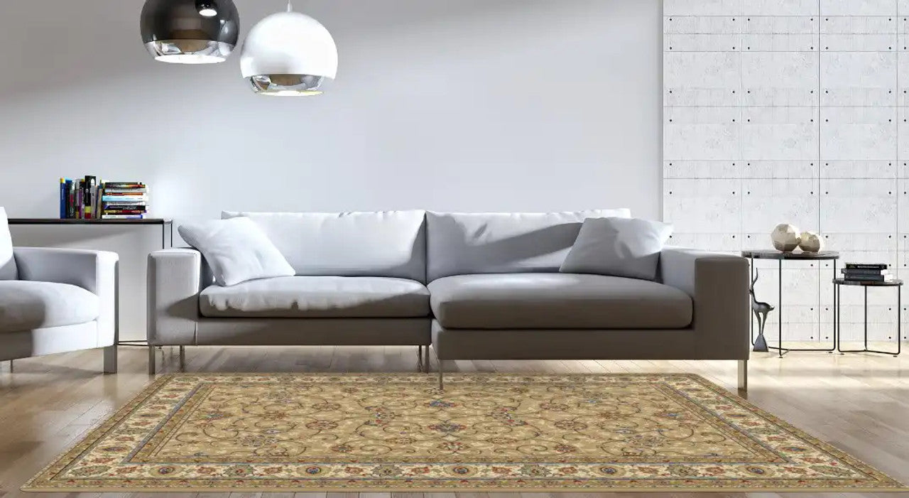 Dynamic Rugs Ancient Garden 57120 Light Gold Ivory Traditional Machine-Made Rug