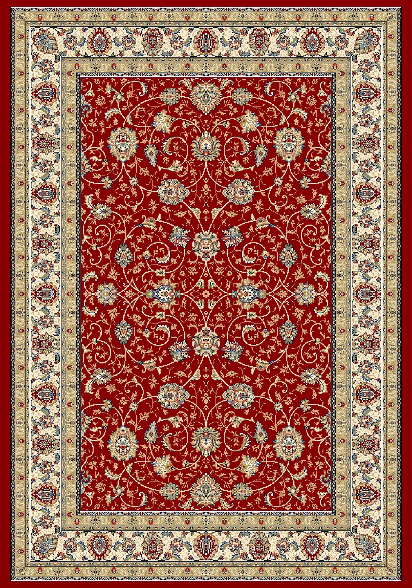 Dynamic Rugs Ancient Garden 57120 Red Ivory Traditional Machine-Made Rug