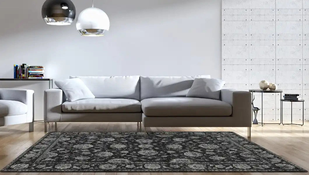 Dynamic Rugs Ancient Garden 57126 Charcoal Silver Traditional Machine-Made Rug