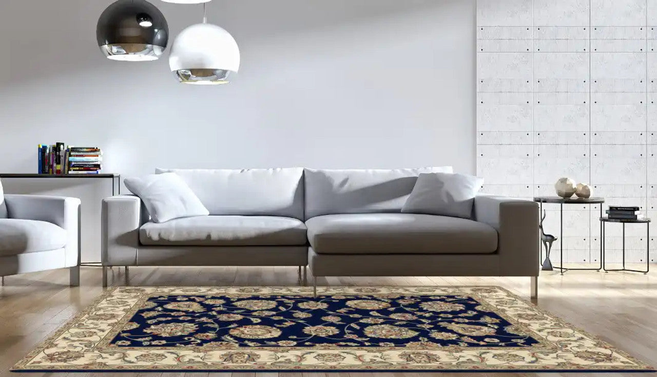 Dynamic Rugs Ancient Garden 57365 Blue Ivory Traditional Machine-Made Rug