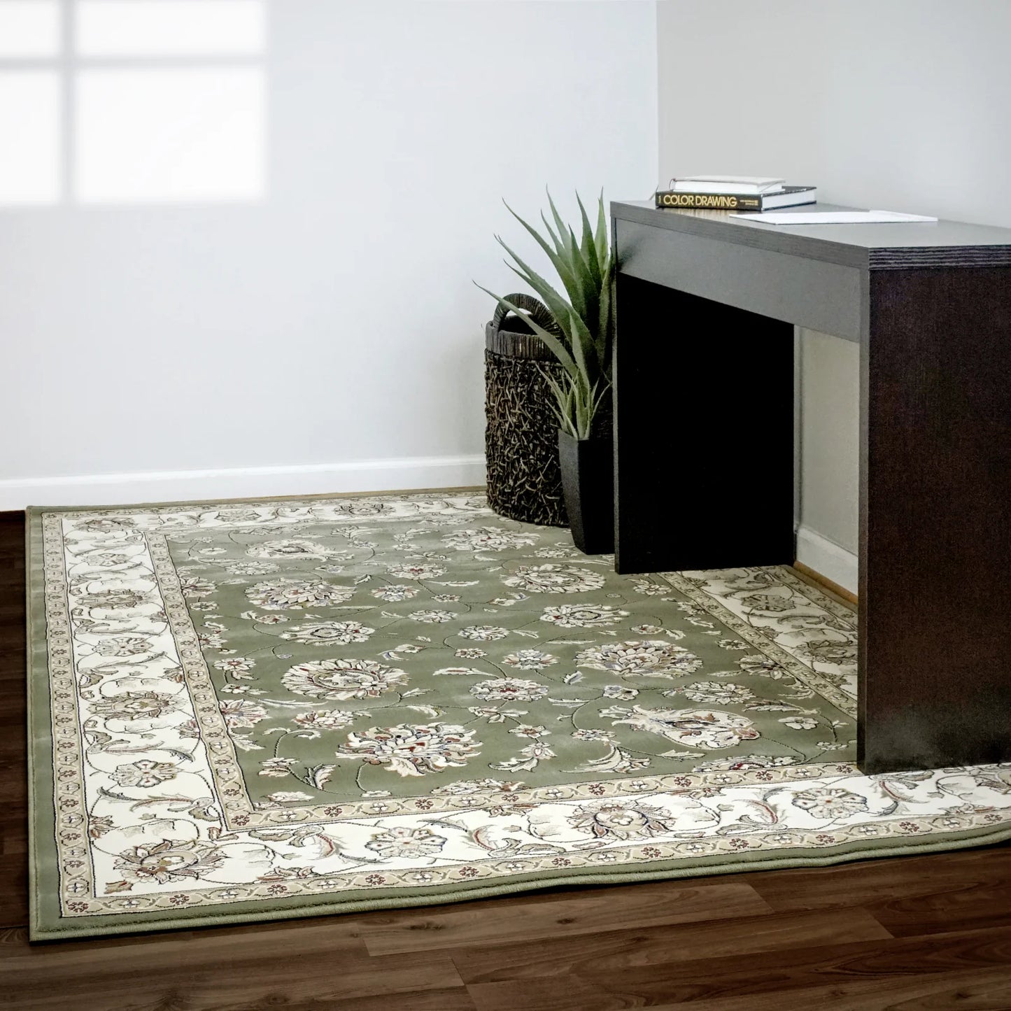 Dynamic Rugs Ancient Garden 57365 Green Ivory Traditional Machine-Made Rug