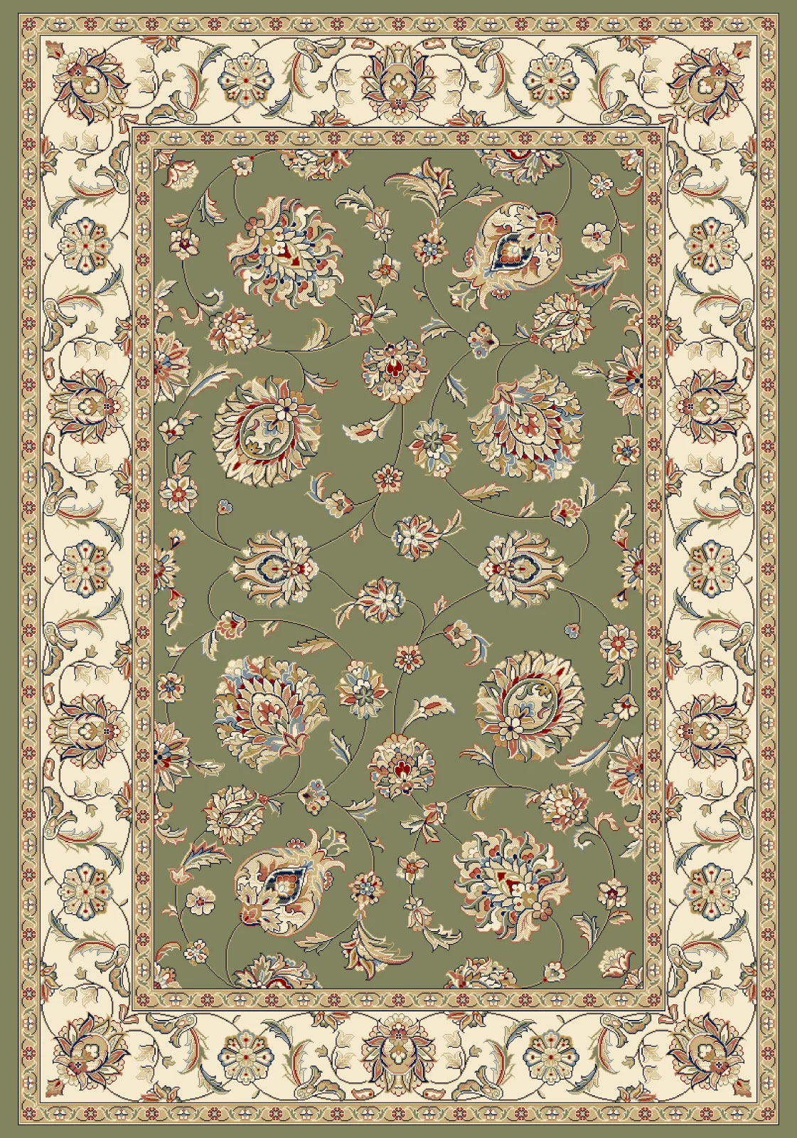 Dynamic Rugs Ancient Garden 57365 Green Ivory Traditional Machine-Made Rug