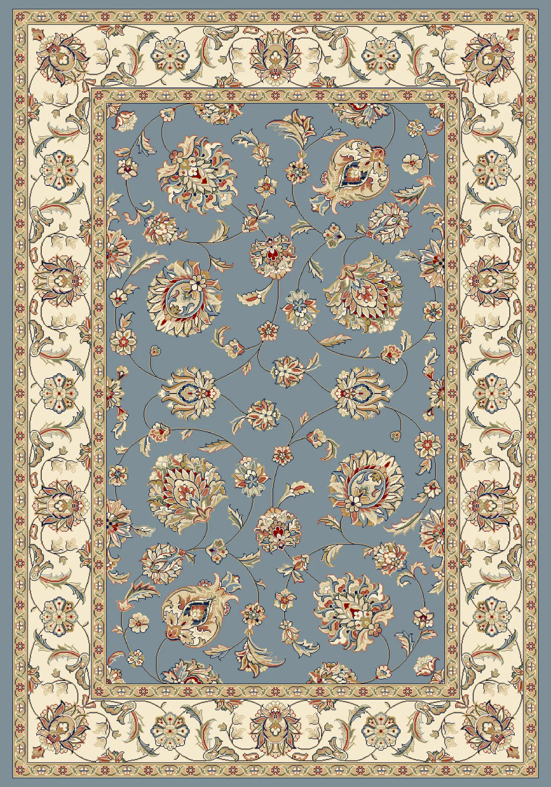 Dynamic Rugs Ancient Garden 57365 Light Blue Ivory Traditional Machine-Made Rug