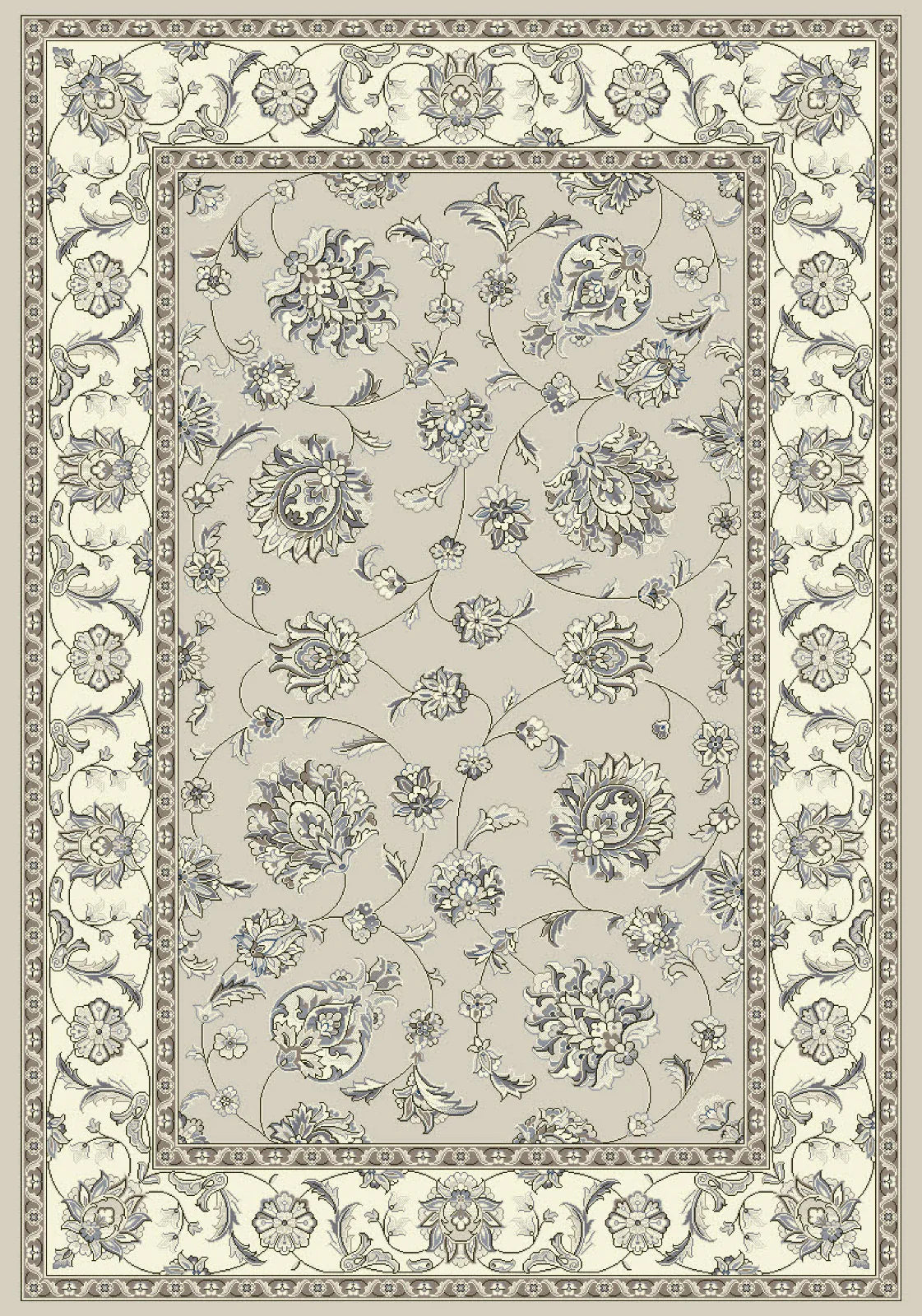 Dynamic Rugs Ancient Garden 57365 Soft Grey Cream Traditional Machine-Made Rug