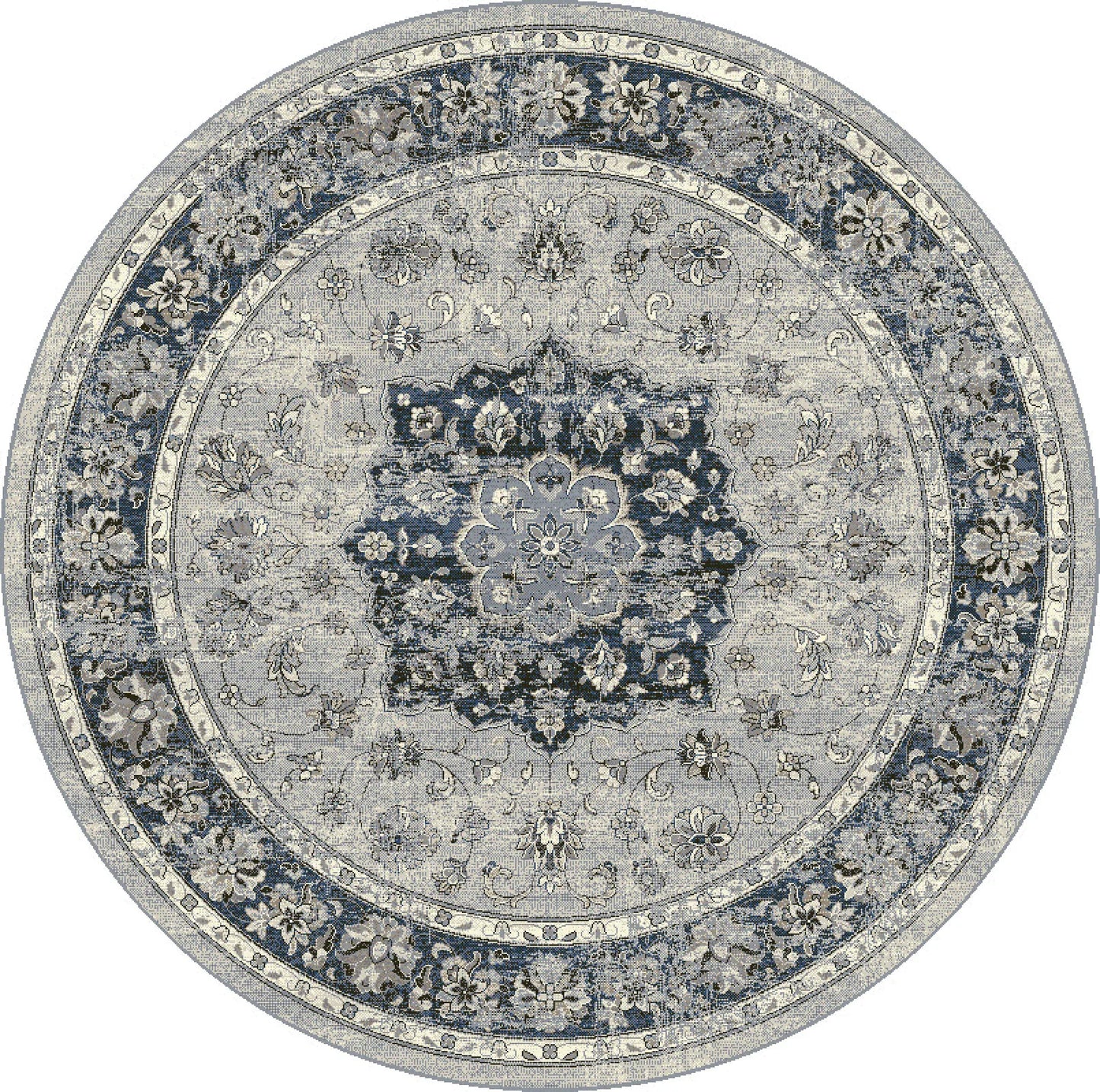 Dynamic Rugs Ancient Garden 57559 Silver Blue Traditional Machine-Made Rug