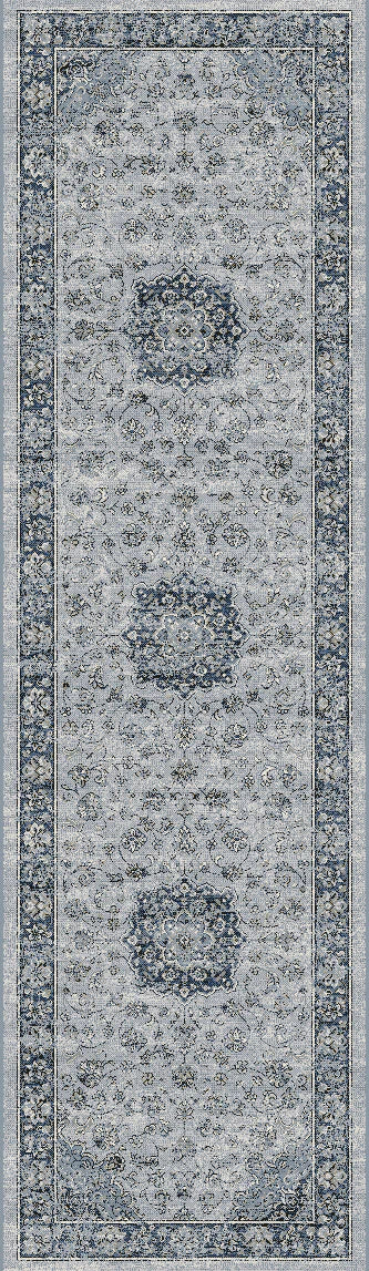 Dynamic Rugs Ancient Garden 57559 Silver Blue Traditional Machine-Made Rug