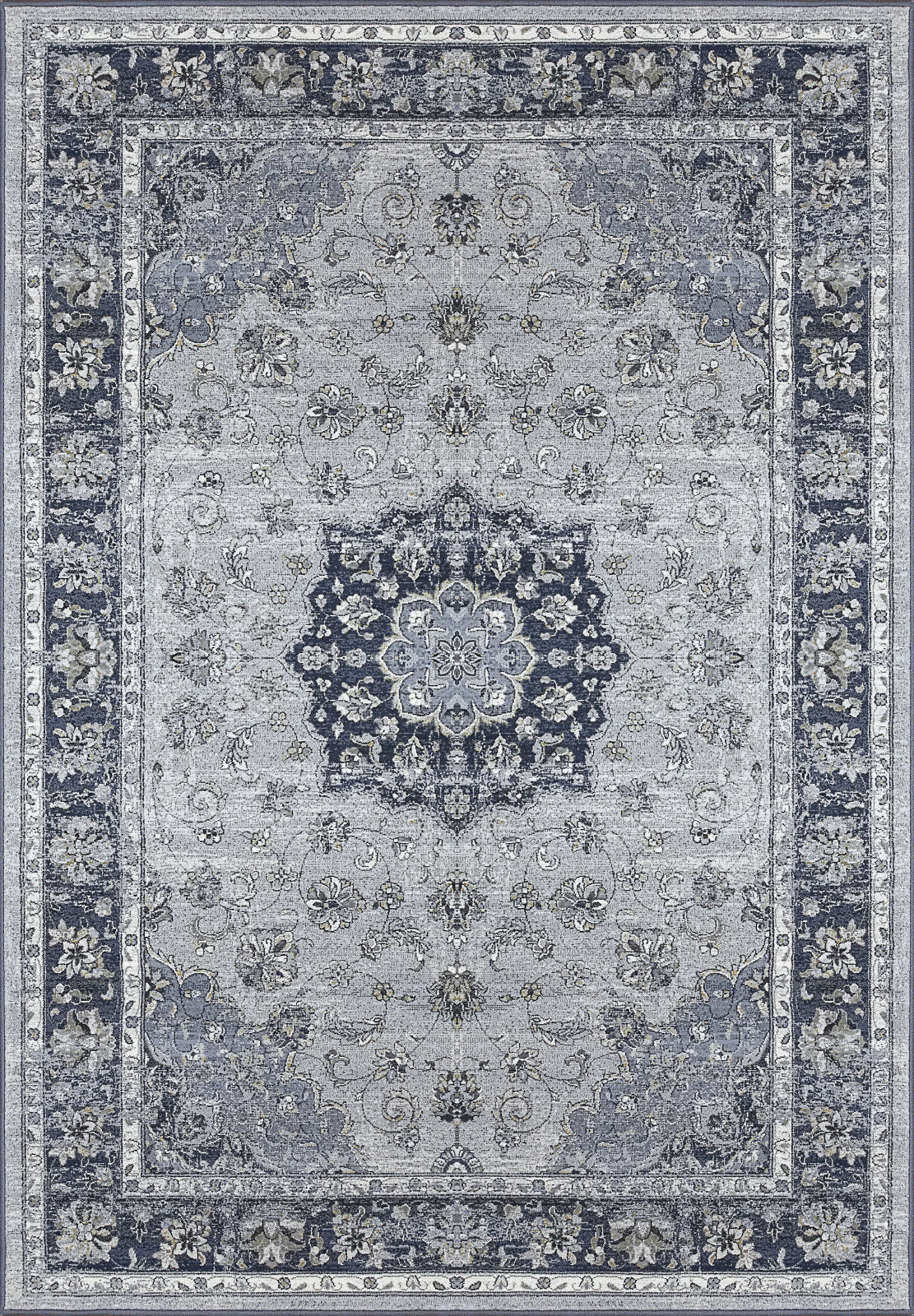 Dynamic Rugs Ancient Garden 57559 Silver Blue Traditional Machine-Made Rug