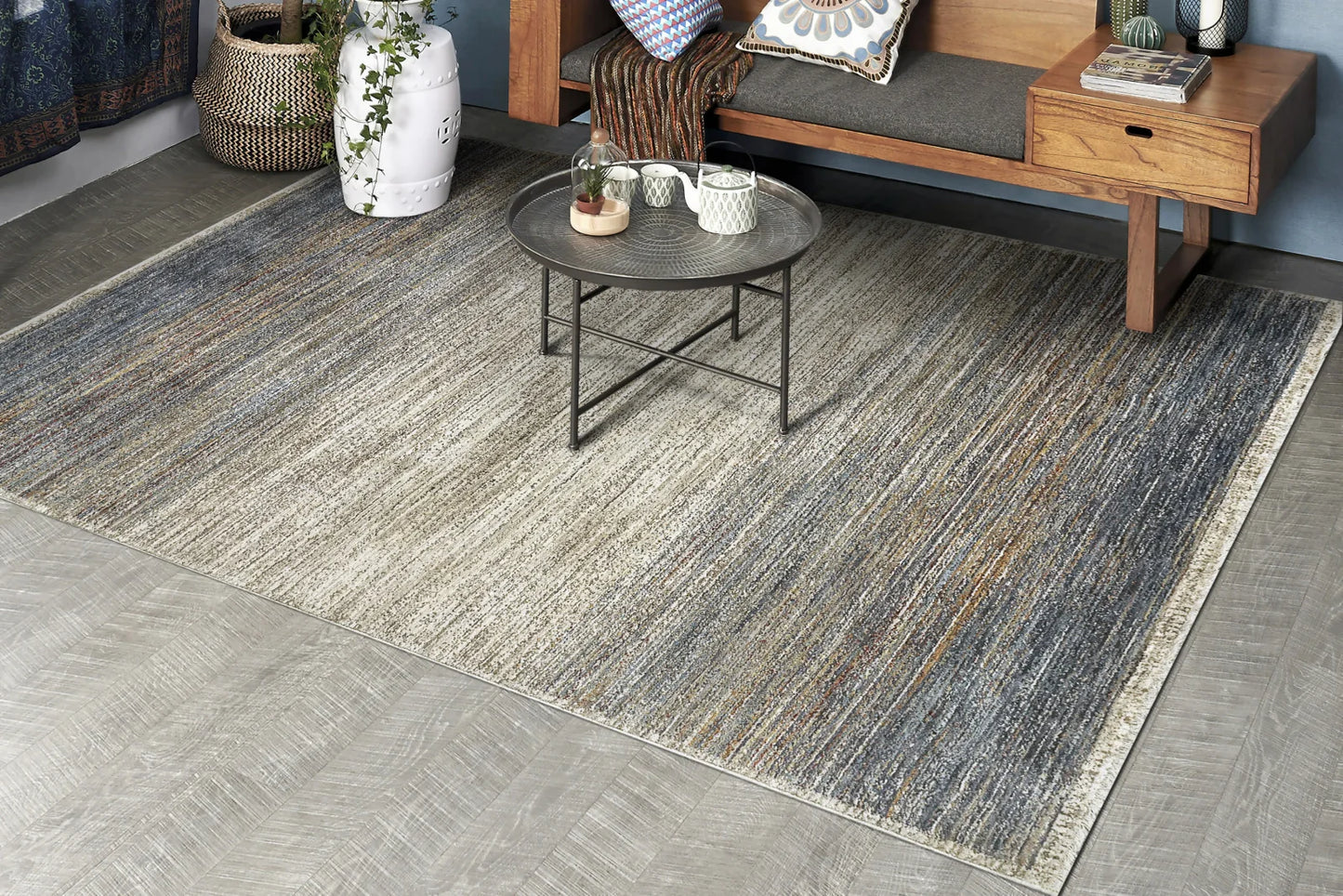 Dynamic Rugs Dakota 6643 Cream Blue Modern Machine-Made Rug