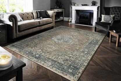 Dynamic Rugs Dakota 6644 Beige Blue Traditional Machine-Made Rug