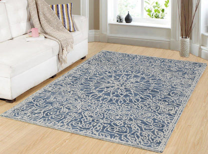 Dynamic Rugs Darcy 1131 Ivory Denim Traditional Handmade Rug