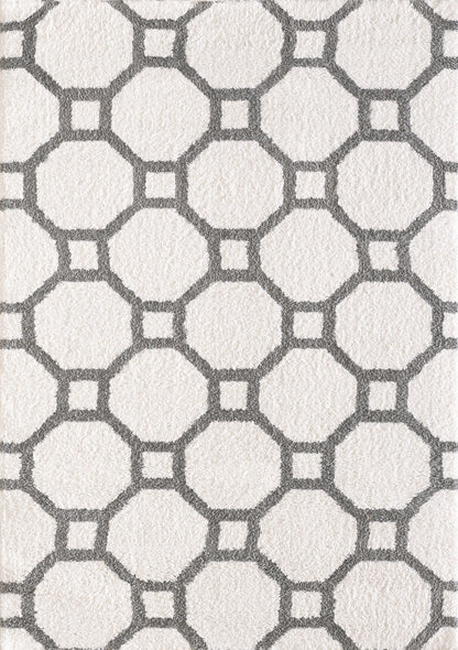 Dynamic Rugs Silky Shag 5903 White Contemporary Machine-Made Rug
