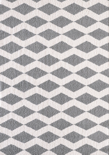 Dynamic Rugs Silky Shag 5904 White Contemporary Machine-Made Rug