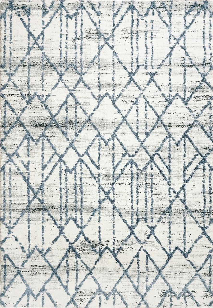 Dynamic Rugs Troya 4604 Ivory Blue Contemporary Machine-Made Rug