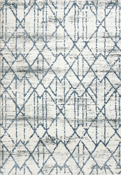 Dynamic Rugs Troya 4604 Ivory Blue Contemporary Machine-Made Rug