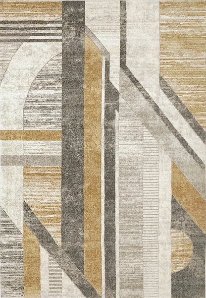 Dynamic Rugs Zahara 4415 Grey Gold Modern Machine-Made Rug