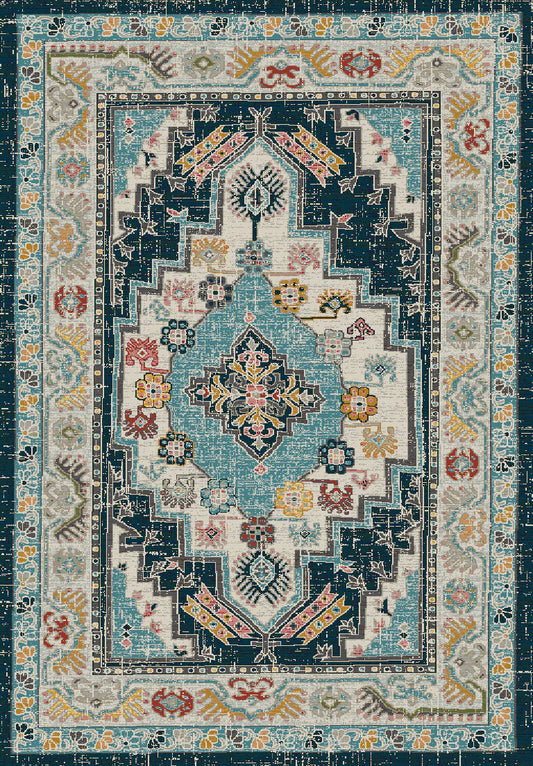 Dynamic Rugs Zodiac 6631 Beige Blue Traditional Machine-Made Rug
