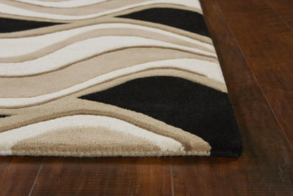 Kas Eternity 1071 Black Beige Contemporary Hand Tufted Rug