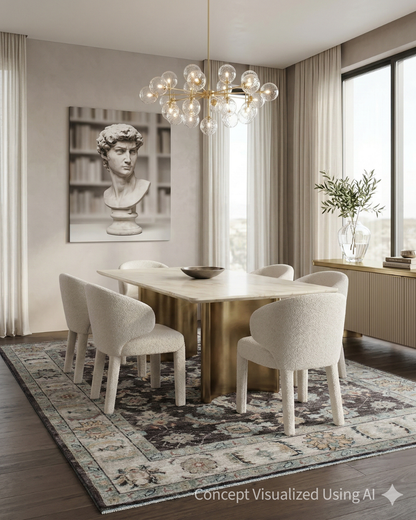 Artisan Felicity Grey Grey Traditional Knotted Rugs for Diningroom