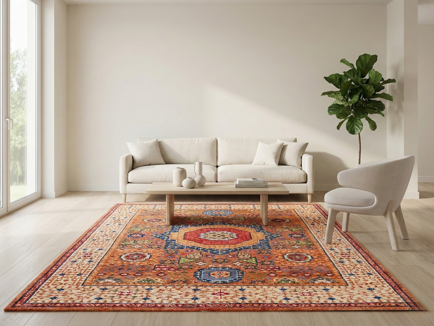 Artisan Felicity Rust Beige Traditional Knotted Rug for Livingroom