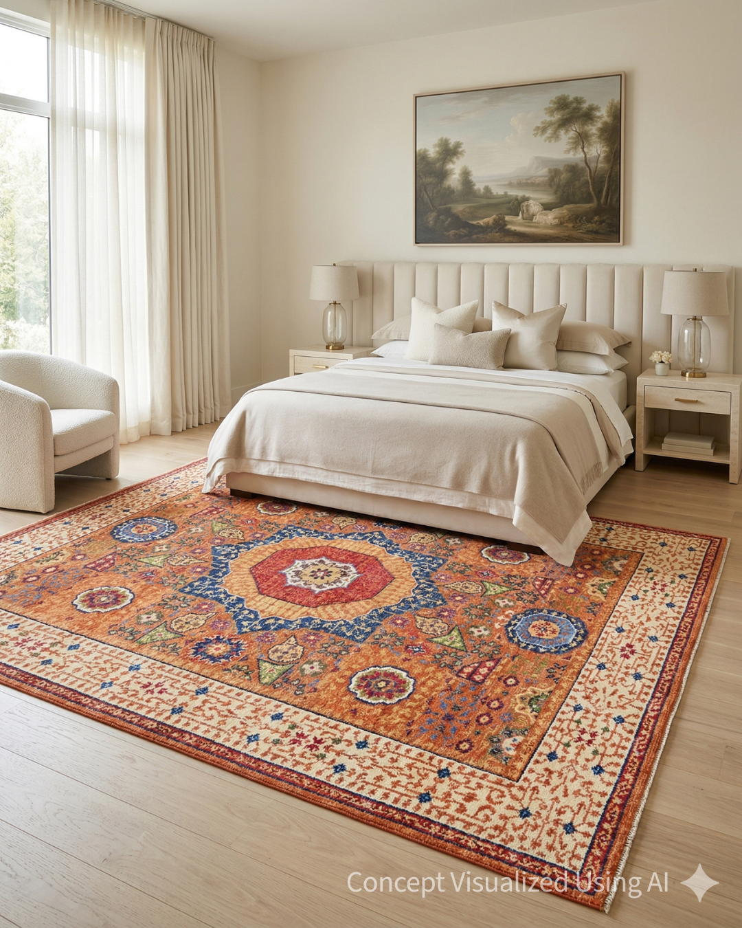 Artisan Felicity Rust Beige Traditional Knotted Rug for Bedroom