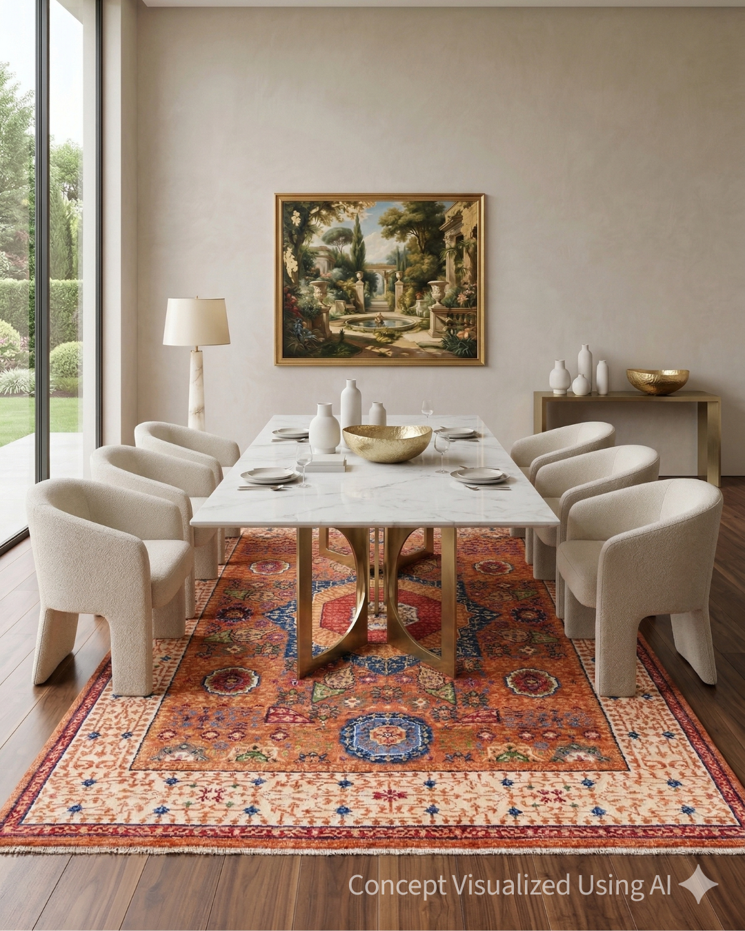 Artisan Felicity Rust Beige Traditional Knotted Rug for Diningroom