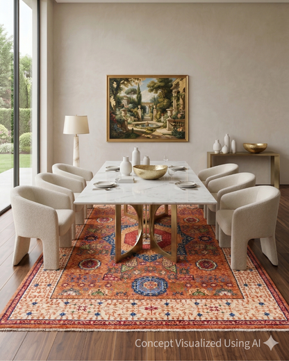Artisan Felicity Rust Beige Traditional Knotted Rug for Diningroom