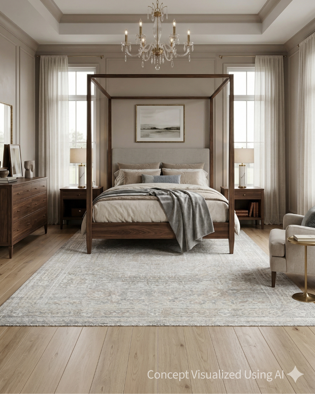Artisan Felicity FB-467 Grey Transitional Knotted Rug for Bedroom