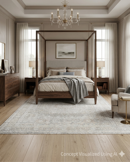 Artisan Felicity FB-467 Grey Transitional Knotted Rug for Bedroom
