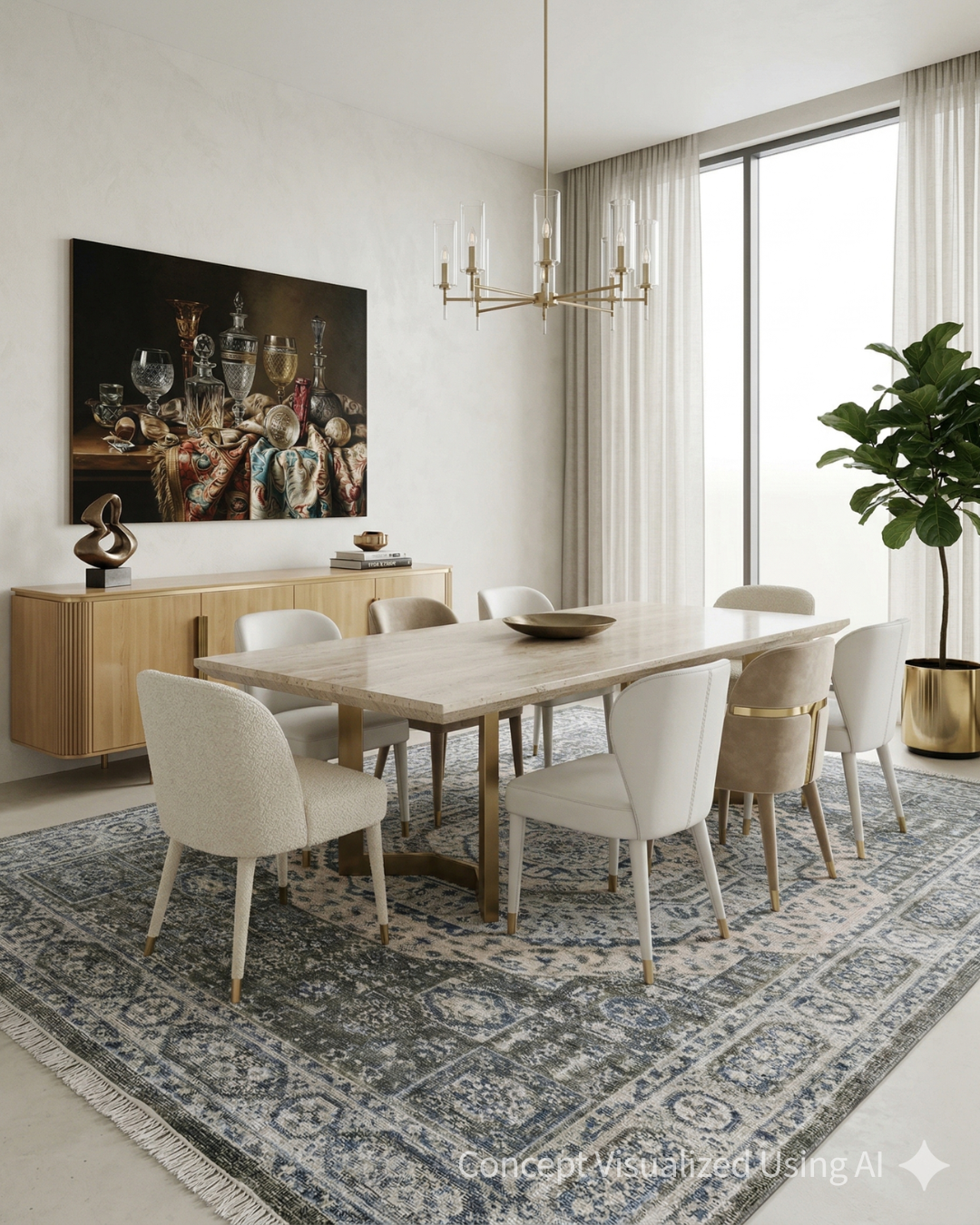 Artisan Felicity Lt.Blue Ivory Transitional Knotted Rug for Diningroom