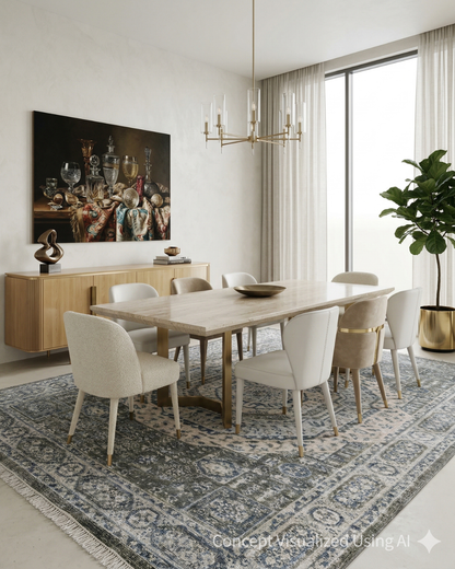 Artisan Felicity Lt.Blue Ivory Transitional Knotted Rug for Diningroom