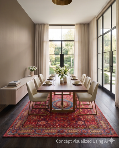 Artisan Felicity FB-467 Red Transitional Knotted Rug for Diningroom