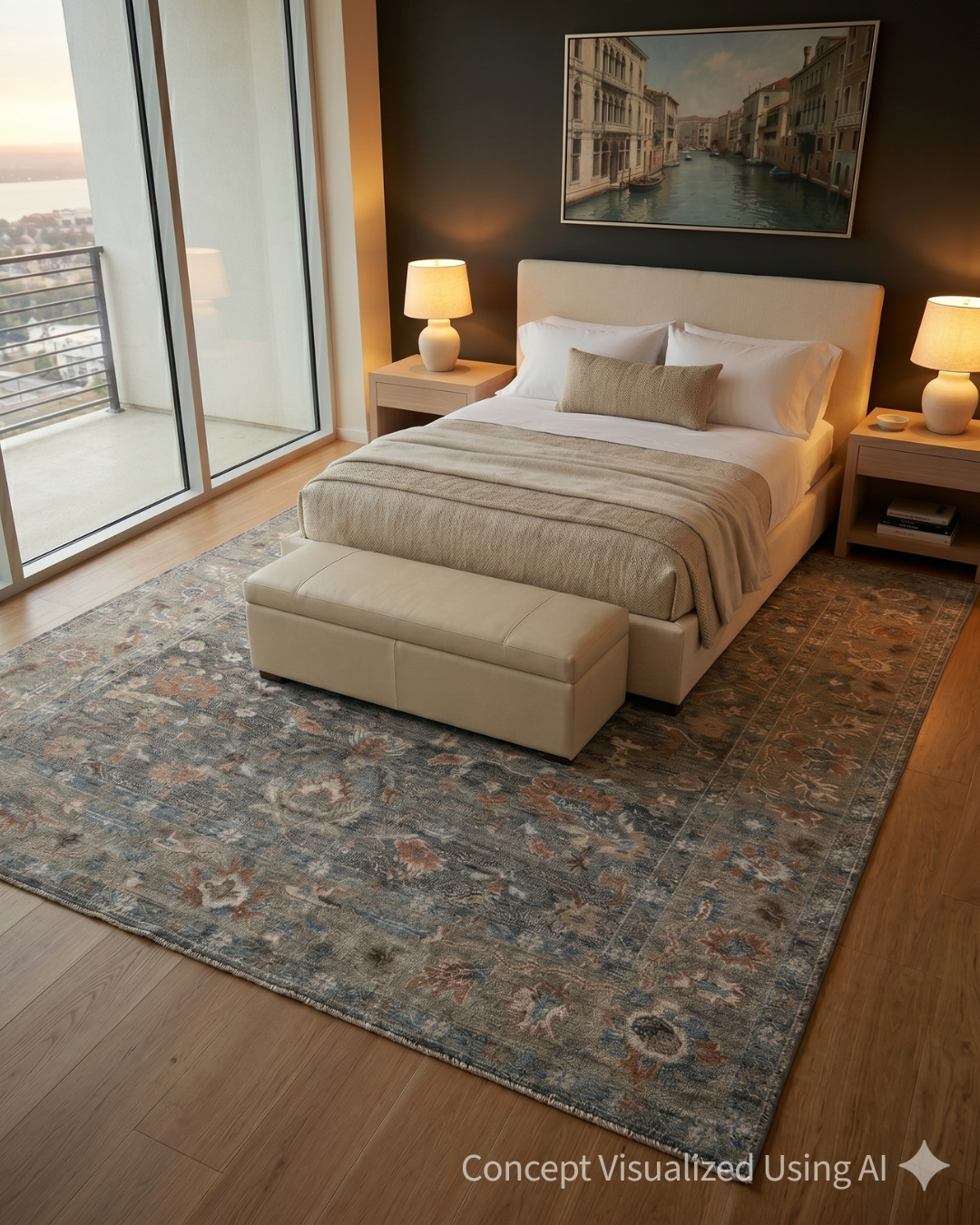 Artisan Felicity FB-483 Dk.Grey Transitional Knotted Rug for Bedroom