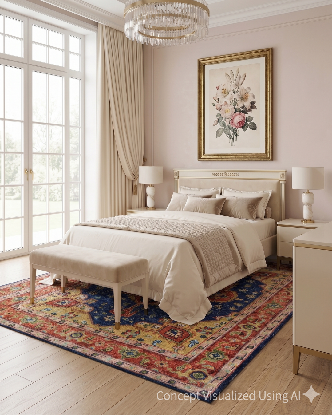 Artisan Felicity FB-491 Navy Traditional Knotted Rug for Bedroom