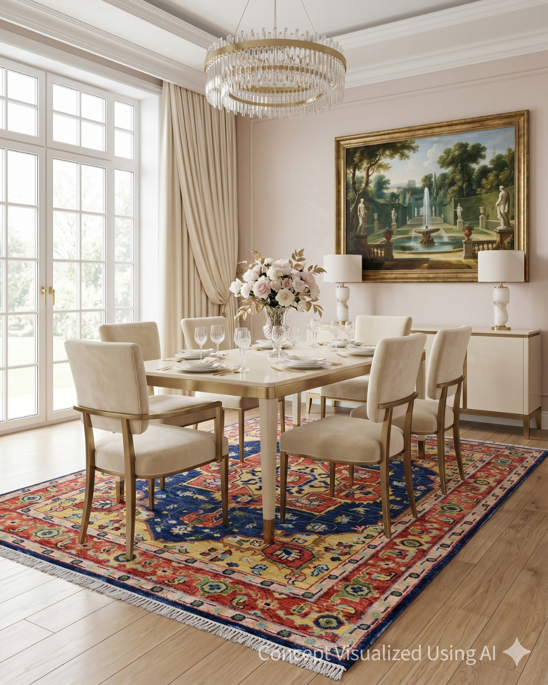 Artisan Felicity FB-491 Navy Traditional Knotted Rug for Diningroom
