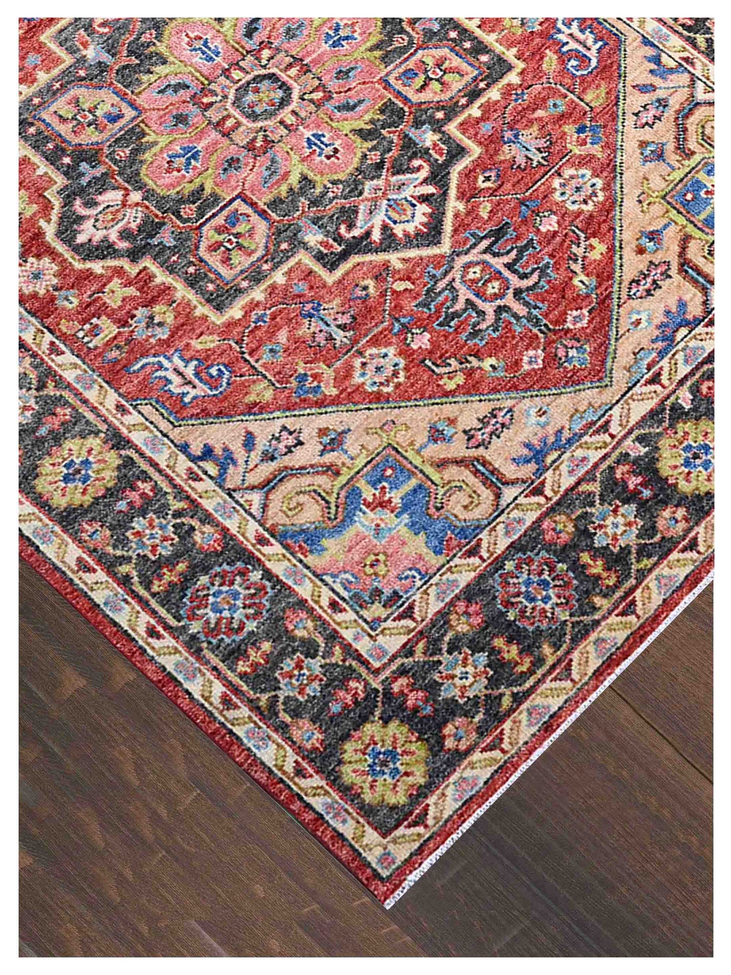 Artisan Felicity  Red Charcoal Traditional Knotted Rug