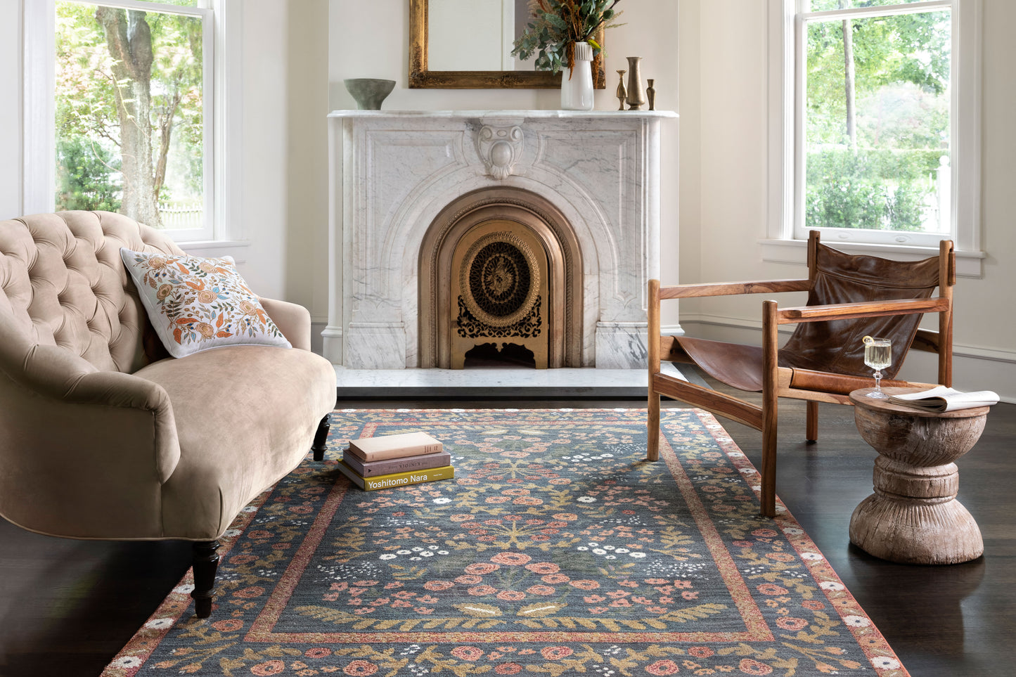 Rifle Paper Co. x Loloi Fiore  Navy Rust Contemporary