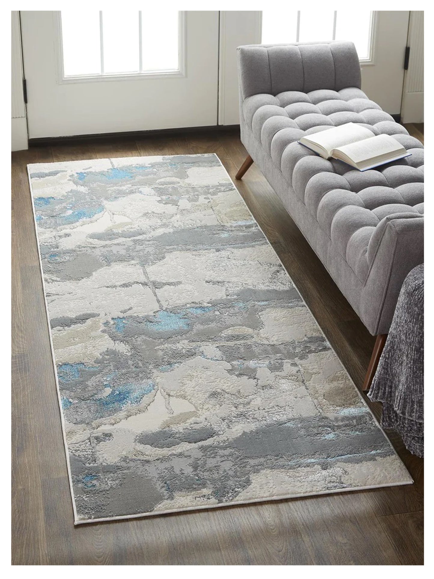Feizy Azure 3525F Blue Gray Transitional Machine Woven Rug