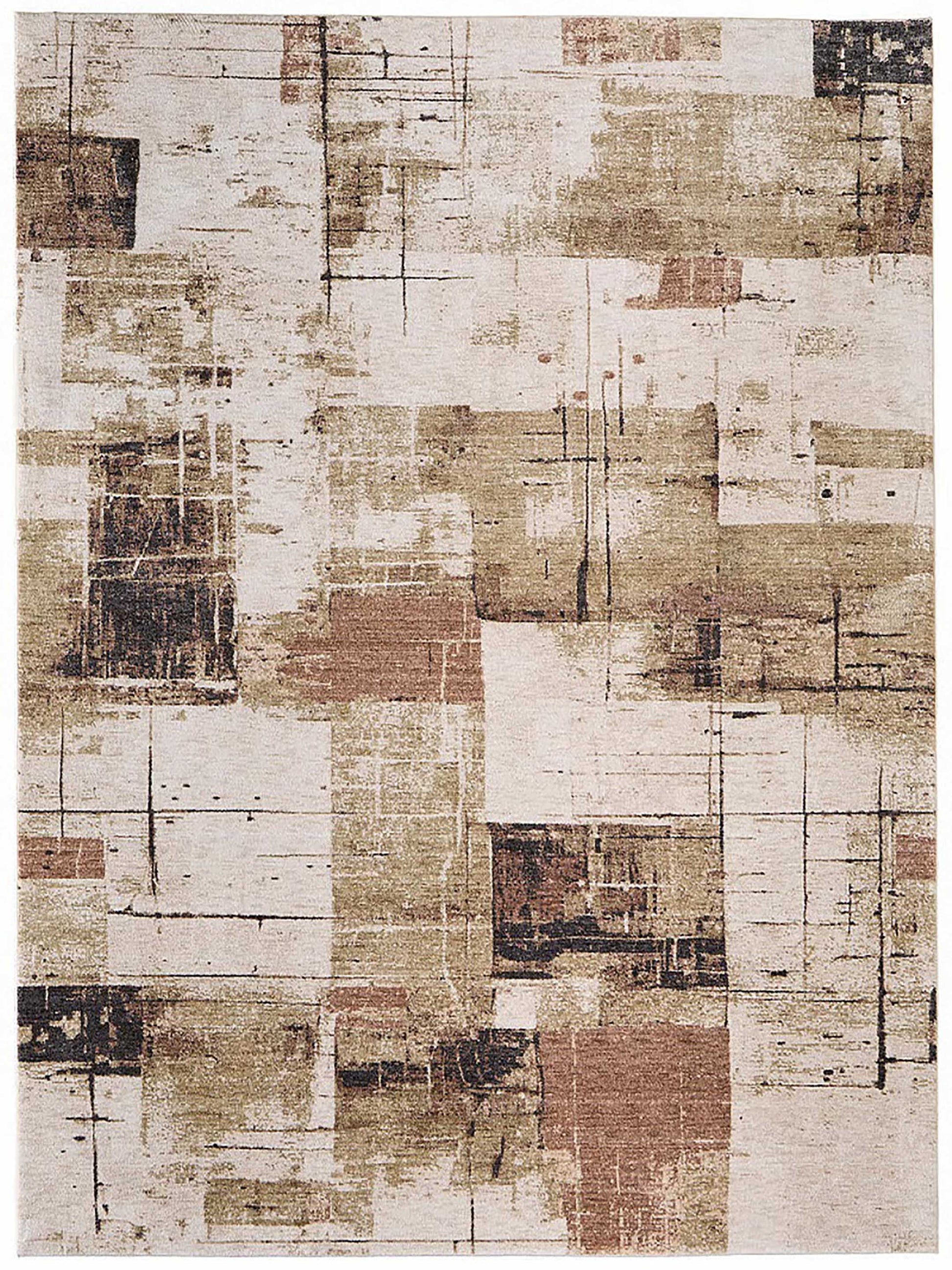 Feizy Pearson 39STF Beige Green Modern/Industrial/Casual Machine Made Rug