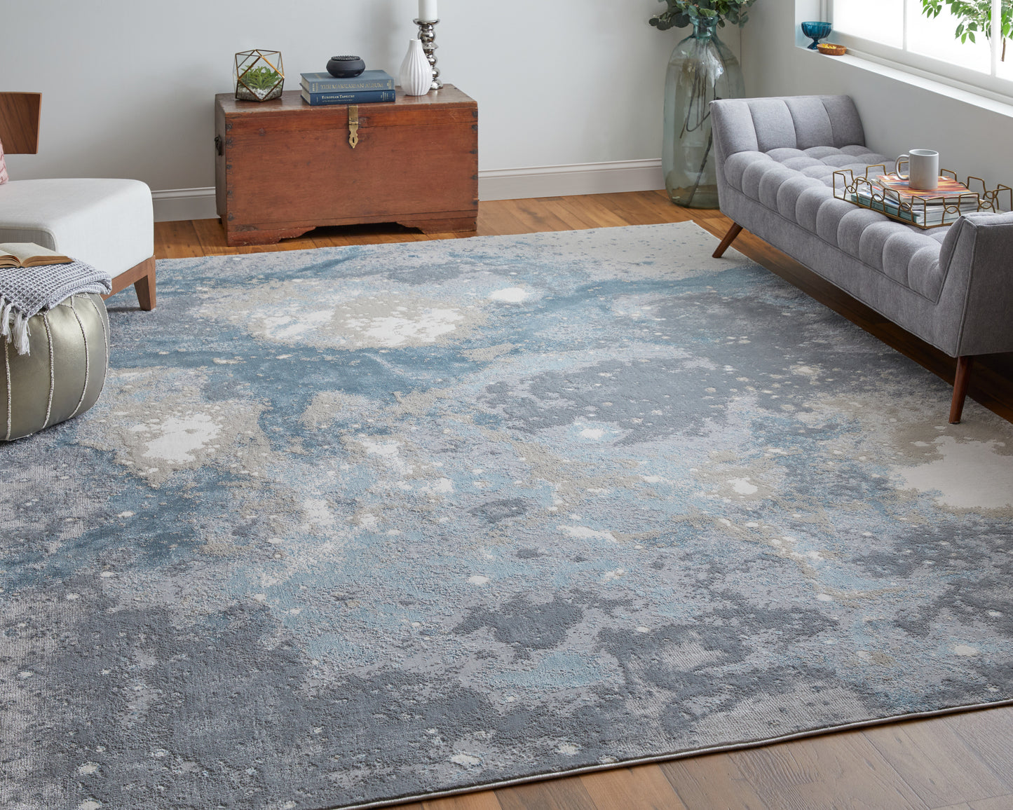Feizy Astra 39L3F Gray Blue Transitional/Industrial/Casual Machine Woven Rug