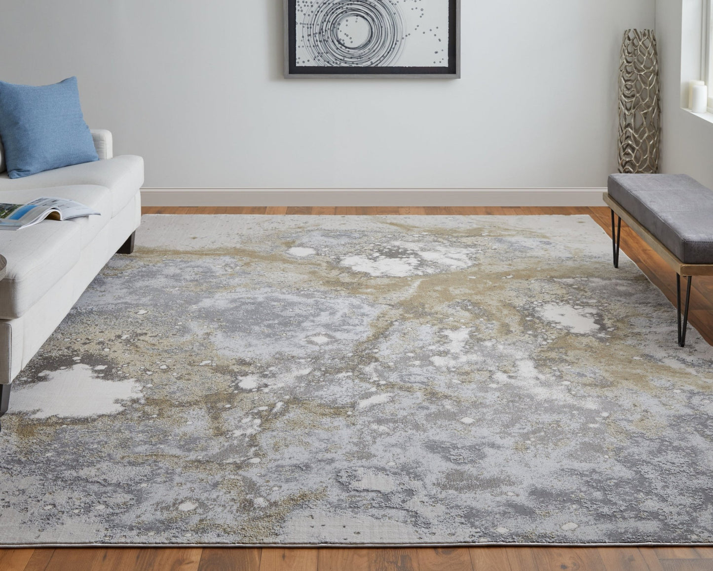 Feizy Astra 39L3F Gray Gold Transitional/Industrial/Casual Machine Woven Rug - Rugs - Feizy - Atlanta Designer Rugs