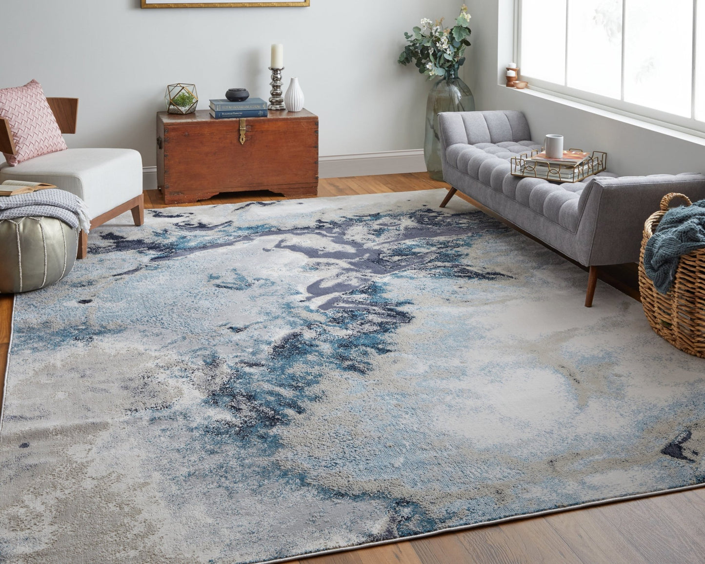Feizy Astra 39L4F Gray Navy Transitional/Industrial/Casual Machine Woven Rug - Rugs - Feizy - Atlanta Designer Rugs