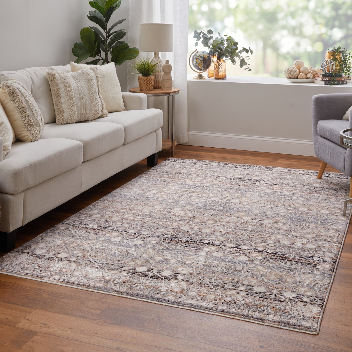 Feizy Caprio 3961F Stone  Transitional/Bohemian & Eclect Machine Woven Rug