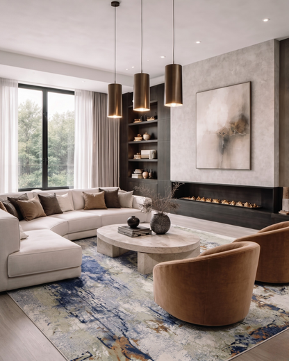 Feizy Clio 39K1F Blue Multi Rug in Modern Living Room