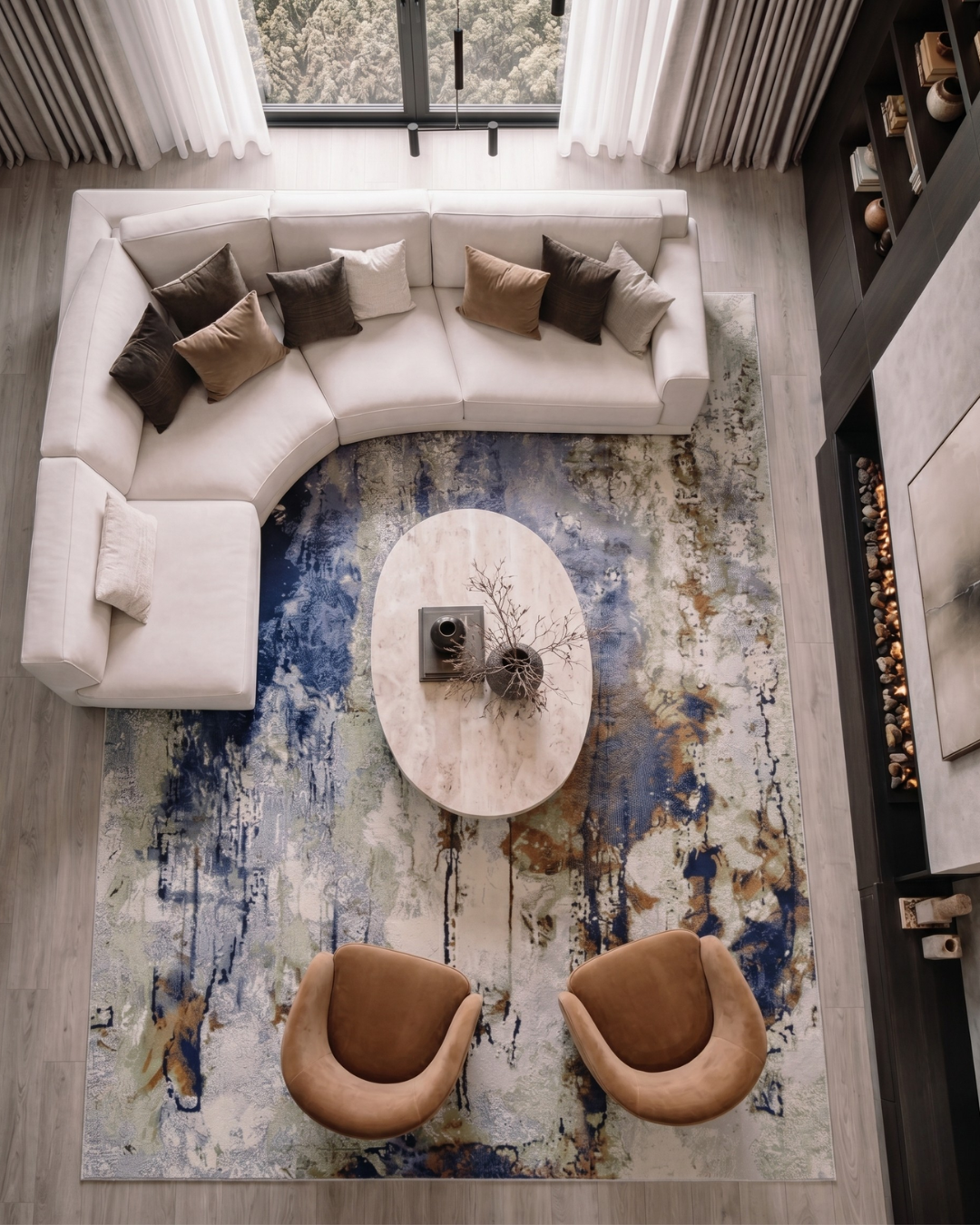 Feizy Clio 39K1F Blue Multi Abstract Area Rug
