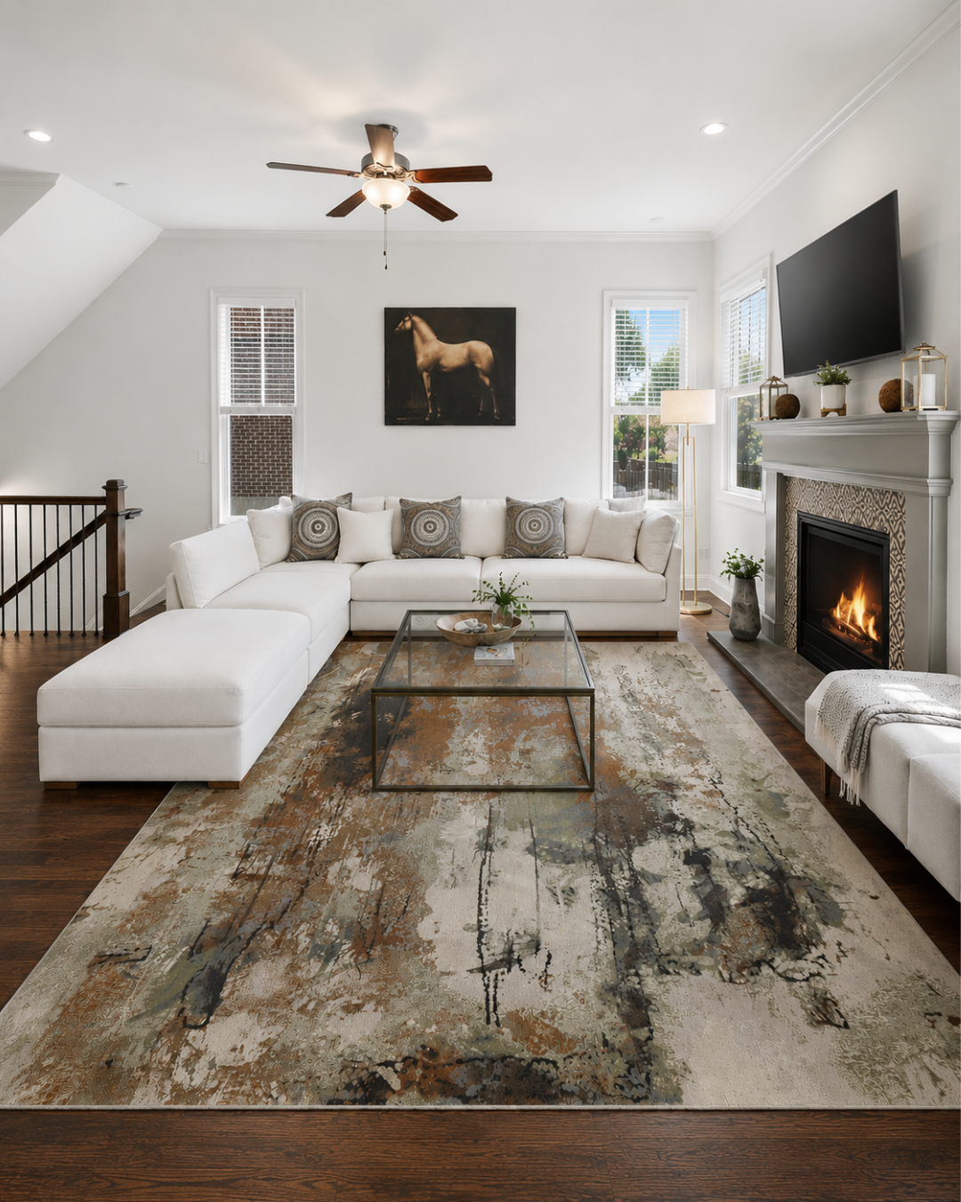 Feizy Clio 39K1F Brown Beige Modern Area Rug