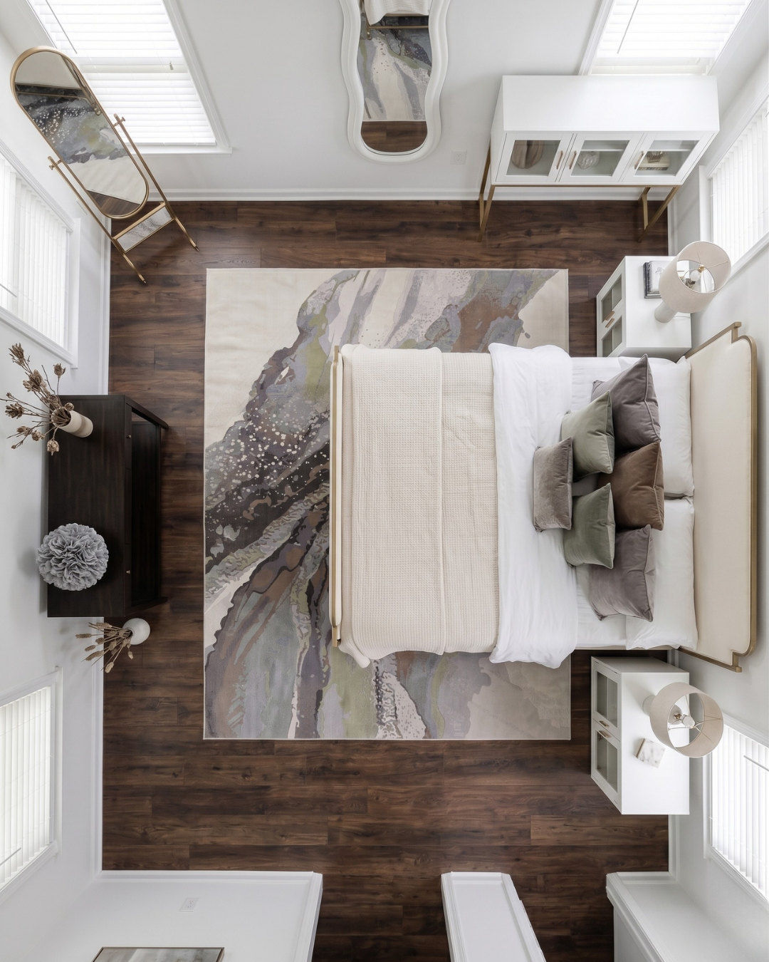 Feizy Clio 39K2F Gray Multi Bedroom Rug Overhead View