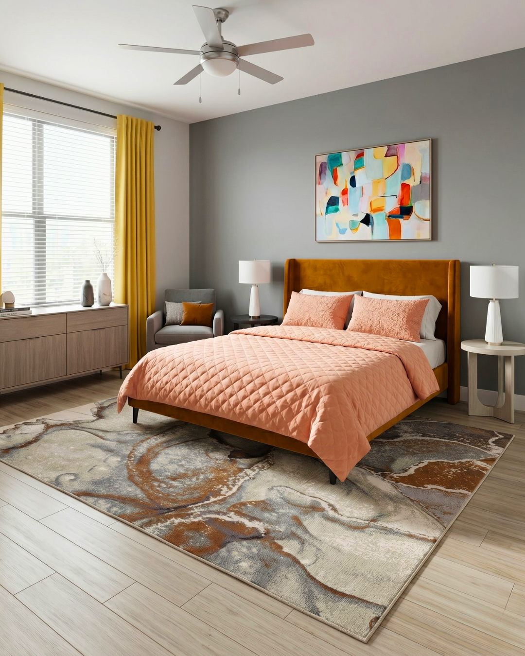 Feizy Clio 39K5F Tan Multi Abstract Area Rug Close-Up Detail View