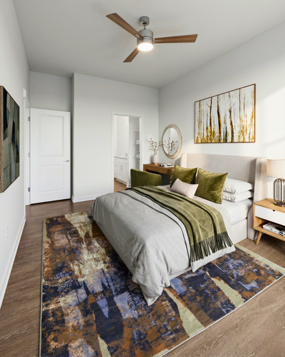 Feizy Clio 39K6F Blue Tan Contemporary Bedroom Rug with Abstract Design