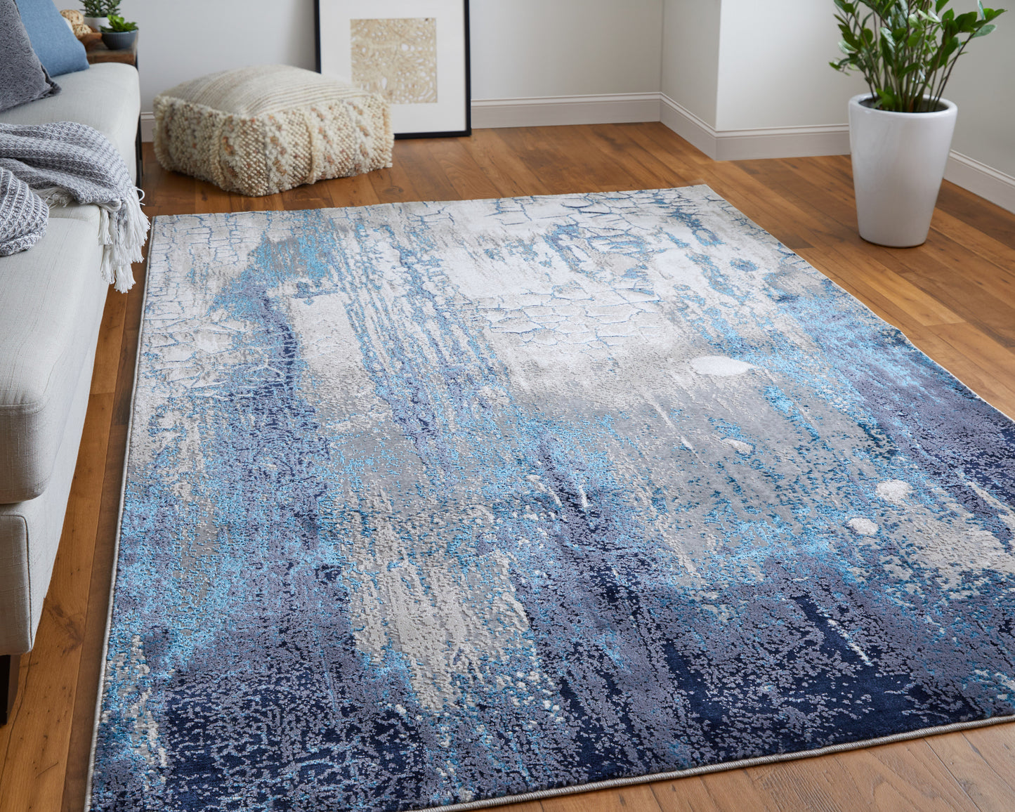 Feizy Indio 39H2F Blue Beige Modern/Industrial/Casual Machine Woven Rug